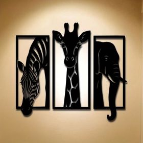 CIFbuy Metal Baked Paint African Animal 3-Piece Wall Art Set Zebra Giraffe Elephant Home Decor (TikTok, temu pickup)