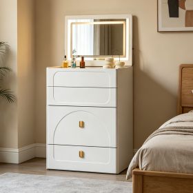 3-in-1 Compact Vanity Desk With Flip-up Led Mirror &3 Adjustable Lighting Modes, Storage Makeup Table