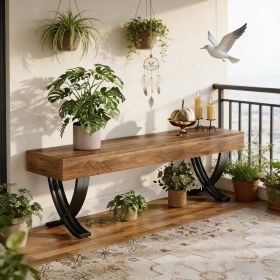 Entryway Shoe Bench, Industrial End of Bed Stool with Metal X-Shaped Legs