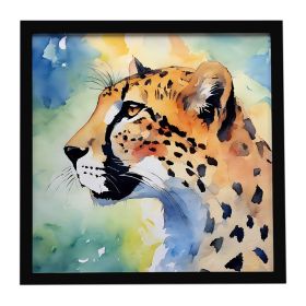 Cheetah Framed Metal Print Bathroom, Kitchen, Office, Home Decor Wall Art Ready to Hang, Square, 8X8