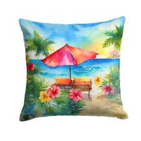 Hawaii Hawaiian Hibiscus in Watercolor Throw Pillow Machine Washable, Indoor Outdoor Decorative Pillow for Couch, Bed or Patio, 18Hx18W (Default: Default)