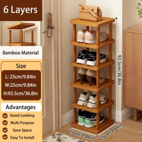 3/6/9-layer Expandable Folding Bamboo Storage Rack, Multi-layer Space-saving Storage Organizer, No Installation Required (size: 6rd floor)