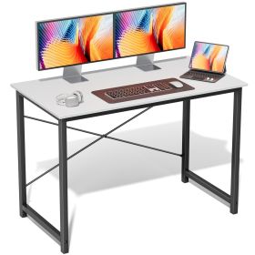 Computer Desk for Home Office, Modern Study Work Table Simple Style for Bedroom, Writing Desks with X-Shaped Reinforcement (Color: white/40IN)