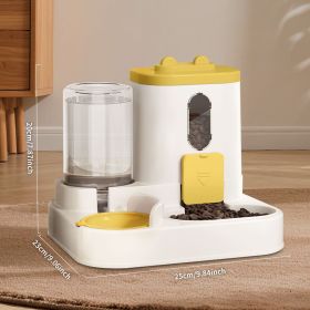 Smart cat ear feeder, small pet automatic feeding machine, timed and quantified, cat and dog food bowl, essential for business trips (Color: Yellow)